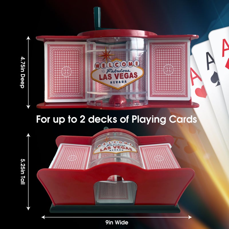 CHH 2 Deck Hand Crank "Welcome To Las Vegas" Card Shuffler, Red & Black - Image 5